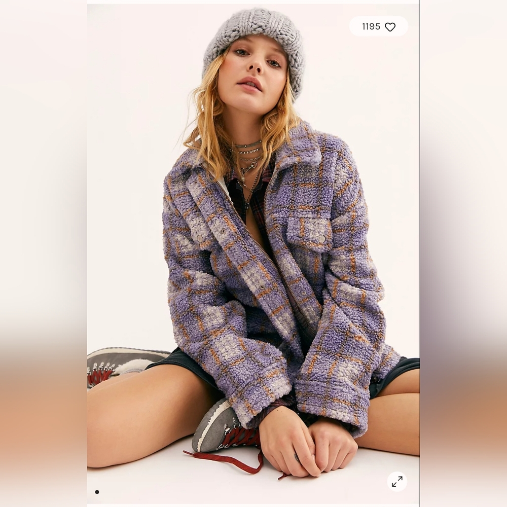 Free People Plaid Sherpa Trucker Jacket
